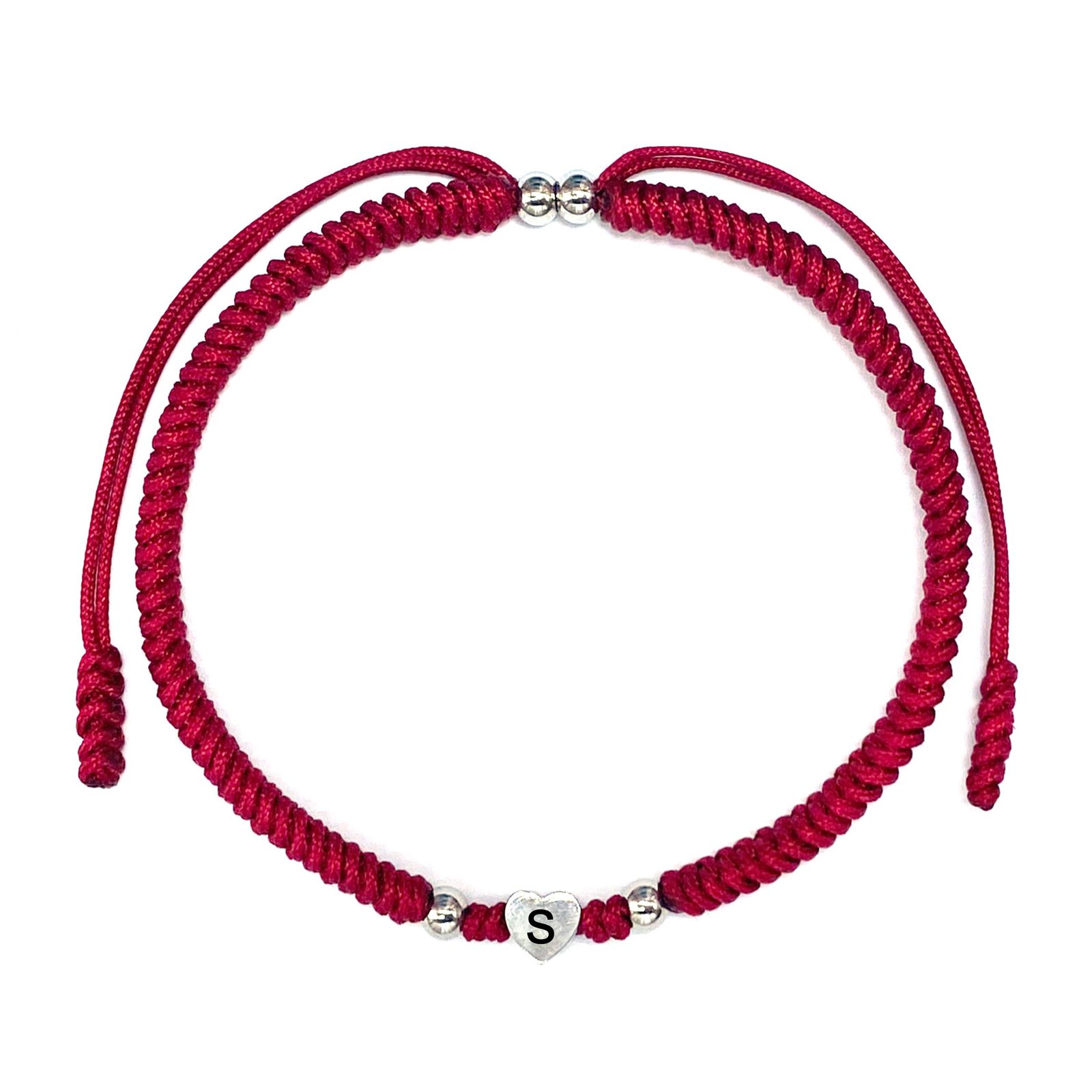 Initial Letter S Bracelet, Dark Red with Greeting Card