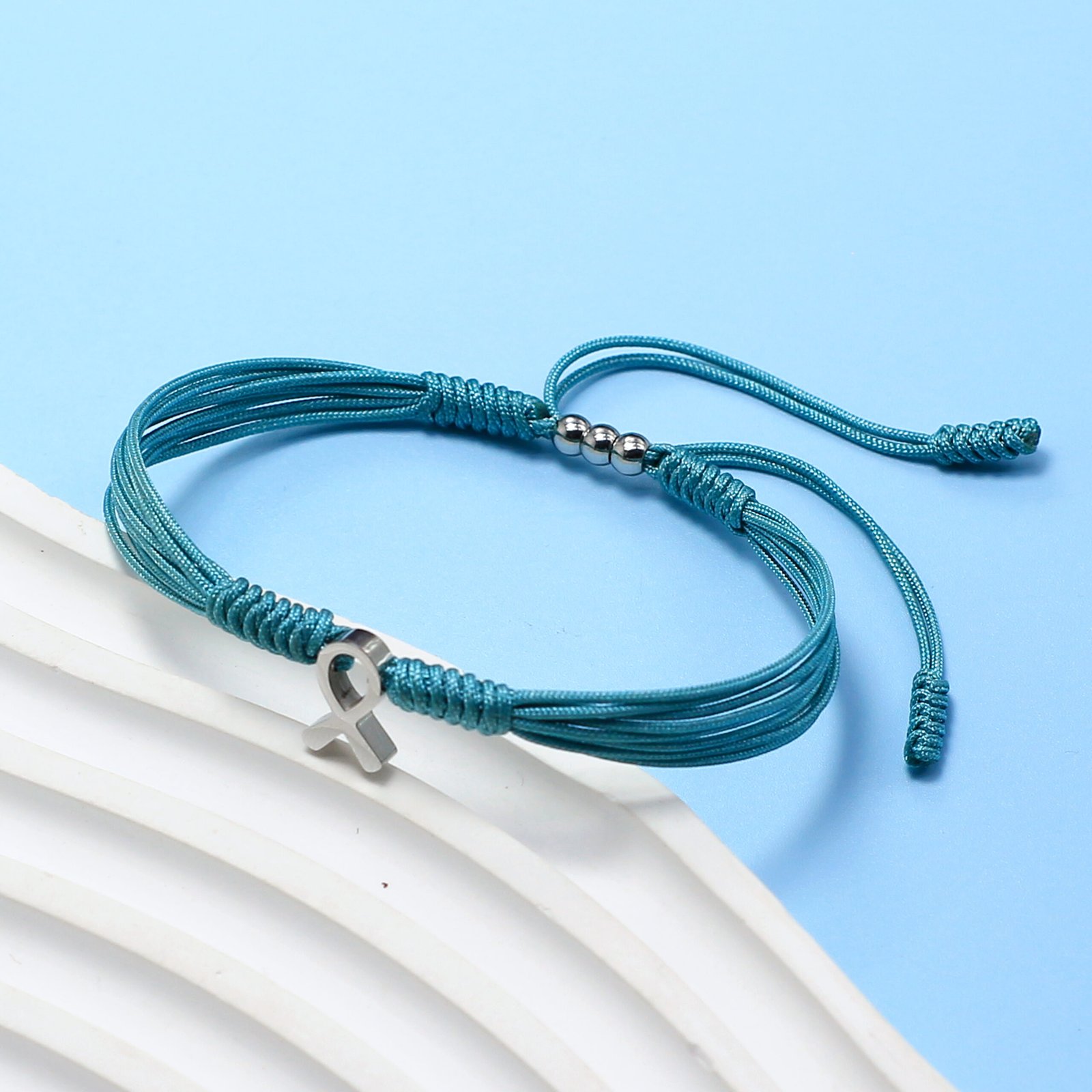 Teal Awareness Bracelet for PTSD, Anxiety, Food Allergy, PCOS, Sexual Assault, Cervical Cancer, Ovarian Uterine Cancer, Polycystic Ovarian Syndrome, Tourette Syndrome