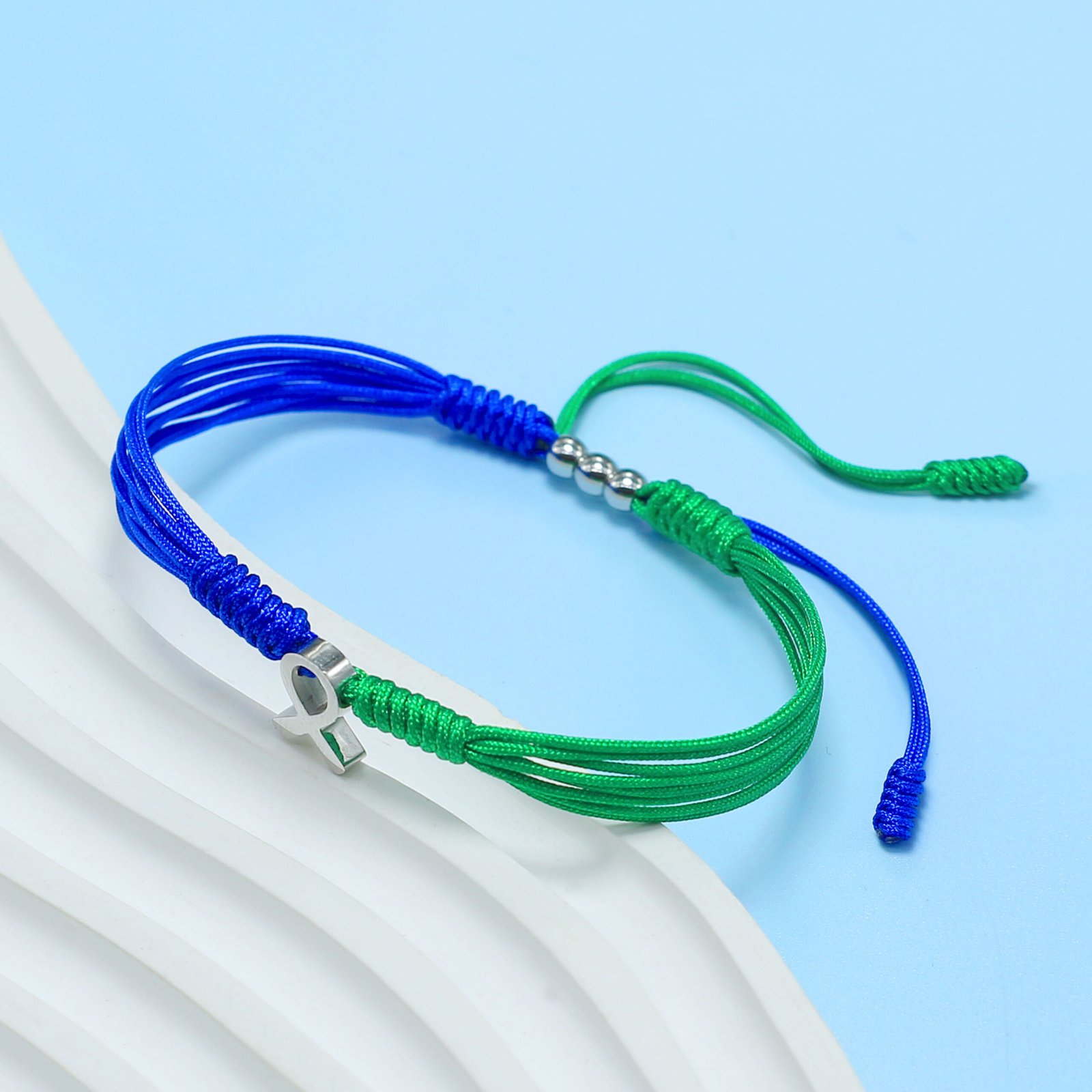 Blue and Green Awareness Bracelet for NF and NF1 Awareness, Neurofibromatosis, Cytomegalovirus, CMV, Adrenoleukodystrophy and ALD Awareness