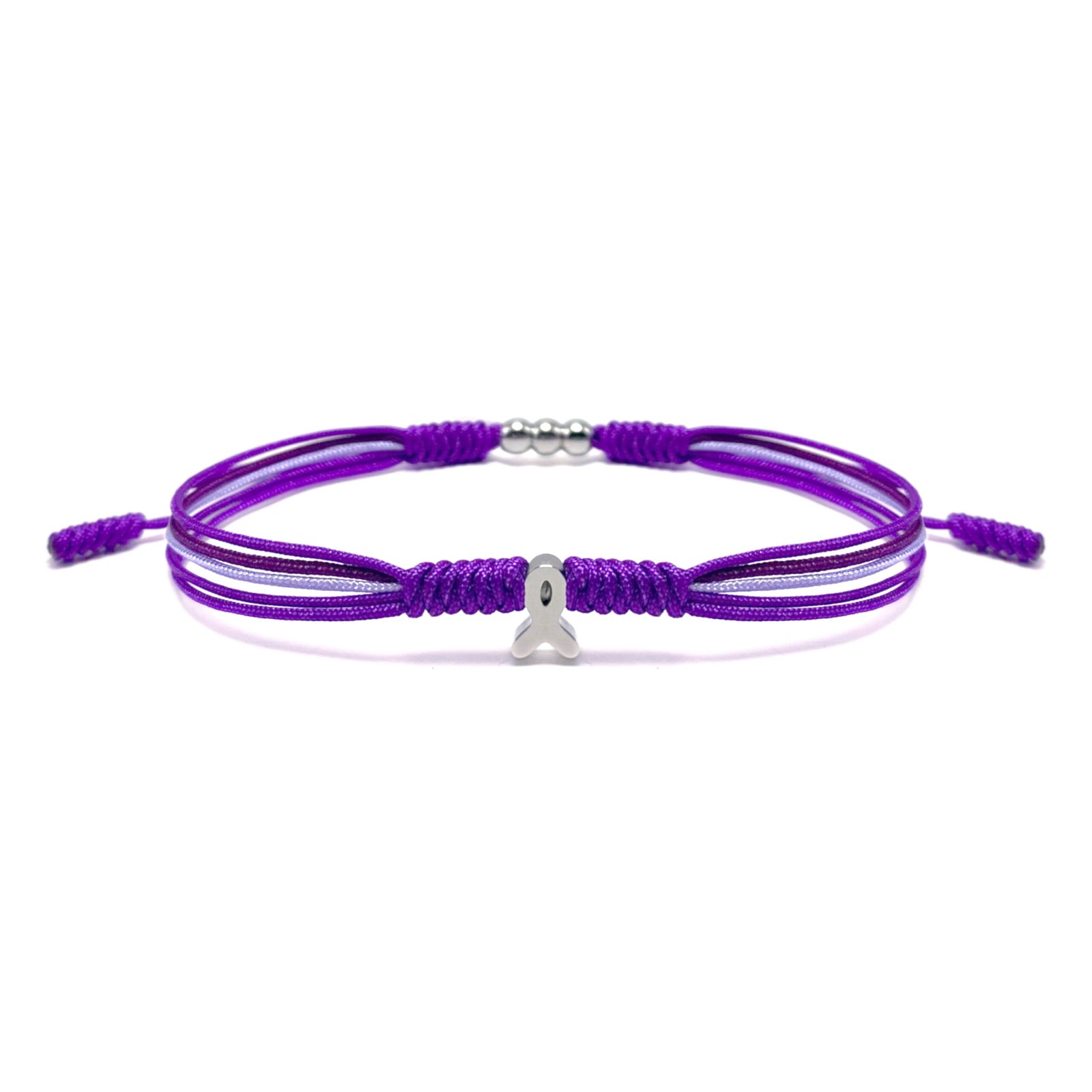 Purple Awareness Bracelet for Pancreatic Cancer, Epilepsy, Alzheimer, Lupus, Eating Disorder, Animal Abuse, Colitis, Cystic Fibrosis, Fibromyalgia, Sarcoidosis, Attention Deficit Disorder, Religious Tolerance